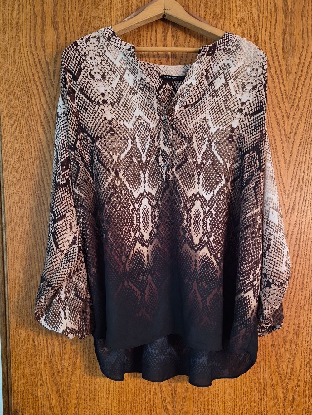 Zacâ& Rachel Animal Print Ombre Top Sz 2X